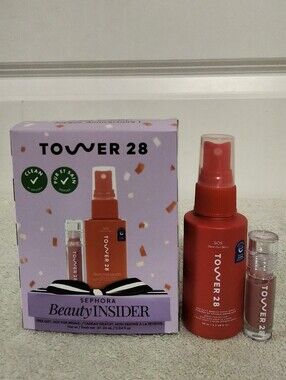 NEW Sephora Beauty Tower 28 SOS Facial Spray & Shine On Lip Jelly Gloss Set